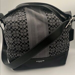 Coach Black and Gray Duffel Bag with Quilted Design